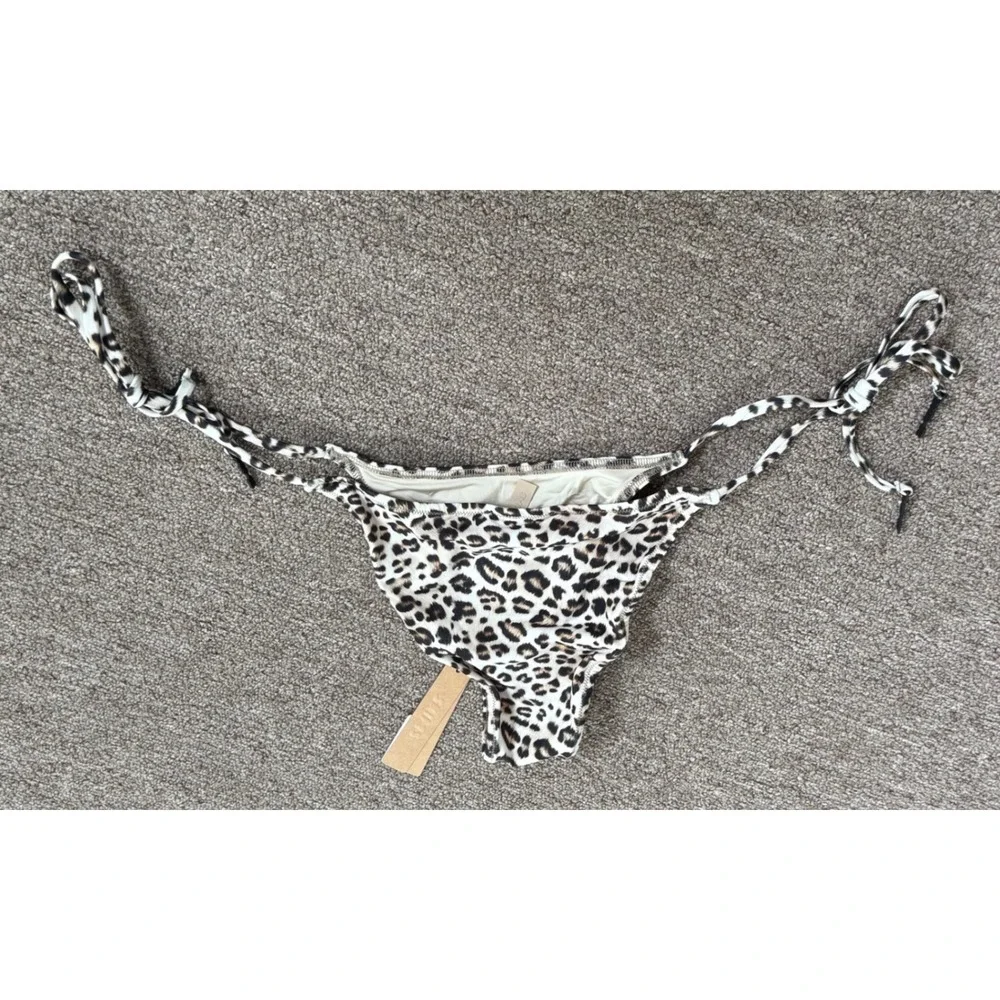 SKIMS Signature Swim Dipped Tie Bottom Champagne Leopard Print S NWT BBBRF8468W